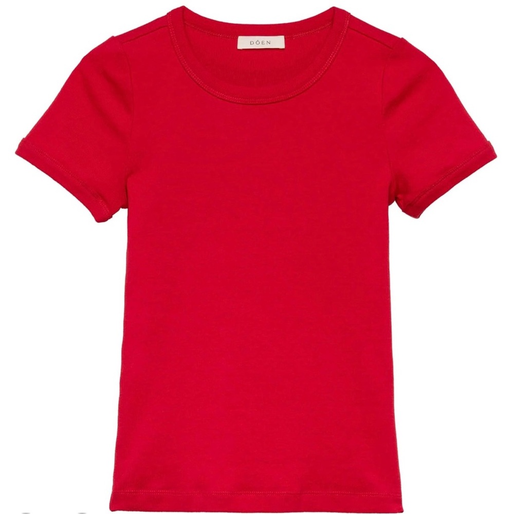 🍒Doen🍒Vivi Cotton Tee in Scarlett Size Small - Picture 4 of 11